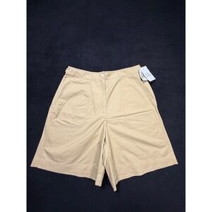 Liz‎ Claiborne Sport Women's Khaki Twill Bermuda Shorts Size 12 Adjustable Waist